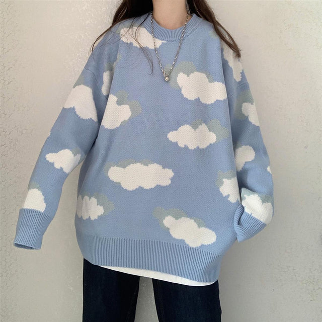 Cloud Pattern Women's Sweater: Sleeved or Sleeveless, size to fit or go big and baggy from NSE Imports #8.