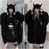 Thumbnail for Devil Horn Zip Up Hooded Jacket: Gothic Rock Fashion from NSE Imports #4.