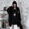 Thumbnail for Devil Horn Zip Up Hooded Jacket: Gothic Rock Fashion from NSE Imports #12.