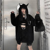 Thumbnail for Devil Horn Zip Up Hooded Jacket: Gothic Rock Fashion from NSE Imports #5.