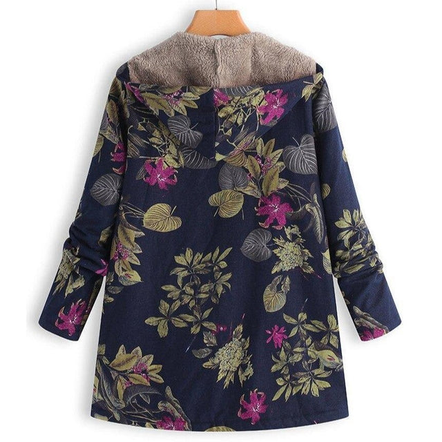 Floral Canvas Style Women's Coat: Bold Print with a fluffy inner lining from NSE Imports #10.