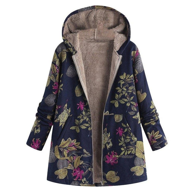 Floral Canvas Style Women's Coat: Bold Print with a fluffy inner lining from NSE Imports #6.