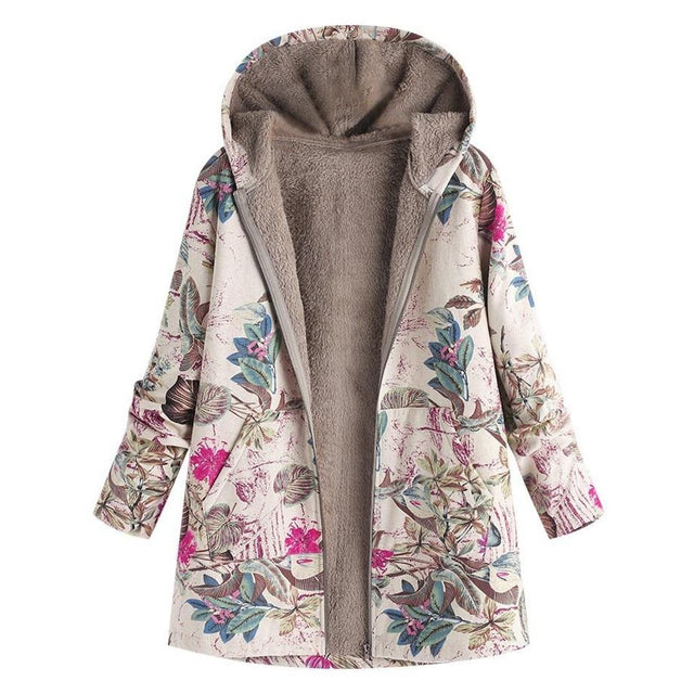 Floral Canvas Style Women's Coat: Bold Print with a fluffy inner lining from NSE Imports #8.