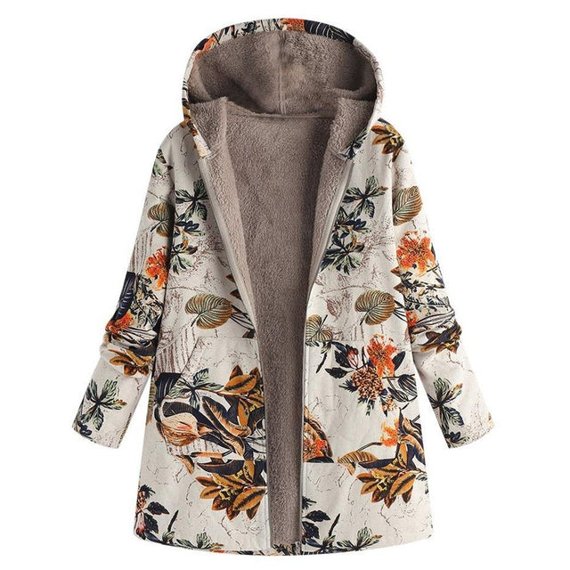 Floral Canvas Style Women's Coat: Bold Print with a fluffy inner lining from NSE Imports #9.