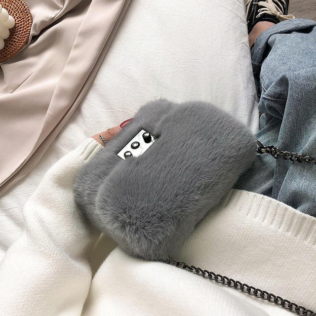 Fluffy Faux Fur Shoulder Bag: Suitable for everyday or those special occasions from NSE Imports #63.