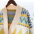 Geometric Pattern with Hearts Women's Cardigan: Bright, Colourful, with Pockets. Great Casual Wardrobe Item from NSE Imports #34.