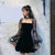 Puff Sleeve Mini Dress: Velvet pleated skirt, mesh puff sleeves, can be worn on or off the shoulder from NSE Imports #6.