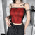 Gothic Spiderweb Net Mesh Panel Camisole: Lace Trim and Bow Detail Pink, White and Red from NSE Imports #30.