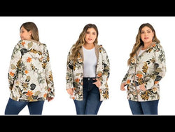 Floral Canvas Style Women's Coat: Bold Print with a fluffy inner lining from NSE Imports #17.