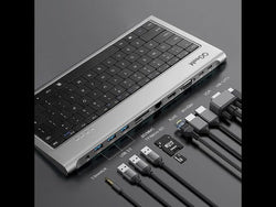 Keyboard and USB-C Hub: for Mac Android Windows Triple Display 4K HDMI SD Card RJ45 LAN Aux PD USB Hub Adapter from NSE Imports #37.