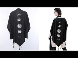Moon Phase Print Gothic Black Cape Women's Shawl Wrap Loose Batwing Cape Autumn Fall Female Outerwear Punk Emo Rock Black from NSE Imports #16.