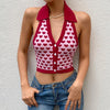 Thumbnail for Knitted Sleeveless Heart Print Tank Top Halter Neck Women Backless Cardigan Sexy Small Vest Kawaii Harajuku Cute Sweet from NSE Imports #5.