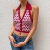 Thumbnail for Knitted Sleeveless Heart Print Tank Top Halter Neck Women Backless Cardigan Sexy Small Vest Kawaii Harajuku Cute Sweet from NSE Imports #14.