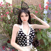 Thumbnail for Knitted Sleeveless Heart Print Tank Top Halter Neck Women Backless Cardigan Sexy Small Vest Kawaii Harajuku Cute Sweet from NSE Imports #32.