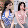 Thumbnail for Knitted Sleeveless Heart Print Tank Top Halter Neck Women Backless Cardigan Sexy Small Vest Kawaii Harajuku Cute Sweet from NSE Imports #36.