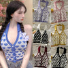 Thumbnail for Knitted Sleeveless Heart Print Tank Top Halter Neck Women Backless Cardigan Sexy Small Vest Kawaii Harajuku Cute Sweet from NSE Imports #37.