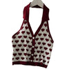 Thumbnail for Knitted Sleeveless Heart Print Tank Top Halter Neck Women Backless Cardigan Sexy Small Vest Kawaii Harajuku Cute Sweet from NSE Imports #45.