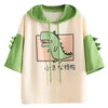 Thumbnail for Little Monster Cute Dinosaur Hoodie T-shirt Patchwork Tee Women Pullover Top Harajuku Kawaii Japanese Text from NSE Imports #1.