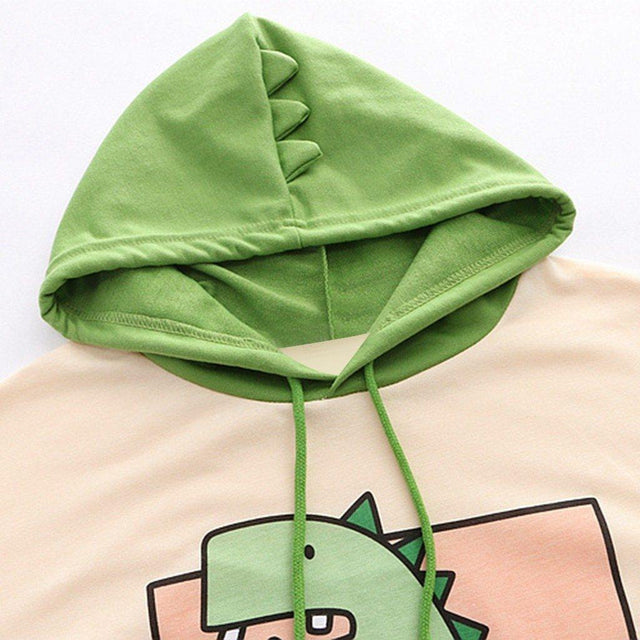 Little Monster Cute Dinosaur Hoodie T-shirt Patchwork Tee Women Pullover Top Harajuku Kawaii Japanese Text from NSE Imports #10.