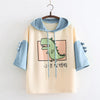 Thumbnail for Little Monster Cute Dinosaur Hoodie T-shirt Patchwork Tee Women Pullover Top Harajuku Kawaii Japanese Text from NSE Imports #12.