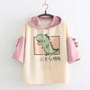 Thumbnail for Little Monster Cute Dinosaur Hoodie T-shirt Patchwork Tee Women Pullover Top Harajuku Kawaii Japanese Text from NSE Imports #13.