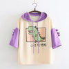 Thumbnail for Little Monster Cute Dinosaur Hoodie T-shirt Patchwork Tee Women Pullover Top Harajuku Kawaii Japanese Text from NSE Imports #14.