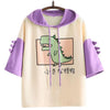 Thumbnail for Little Monster Cute Dinosaur Hoodie T-shirt Patchwork Tee Women Pullover Top Harajuku Kawaii Japanese Text from NSE Imports #15.