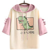 Thumbnail for Little Monster Cute Dinosaur Hoodie T-shirt Patchwork Tee Women Pullover Top Harajuku Kawaii Japanese Text from NSE Imports #16.