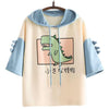 Thumbnail for Little Monster Cute Dinosaur Hoodie T-shirt Patchwork Tee Women Pullover Top Harajuku Kawaii Japanese Text from NSE Imports #17.