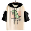 Thumbnail for Little Monster Cute Dinosaur Hoodie T-shirt Patchwork Tee Women Pullover Top Harajuku Kawaii Japanese Text from NSE Imports #18.