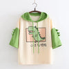 Thumbnail for Little Monster Cute Dinosaur Hoodie T-shirt Patchwork Tee Women Pullover Top Harajuku Kawaii Japanese Text from NSE Imports #4.