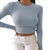 Long Sleeve Women's Crop Top Drawstring Fitness Women's Tee Solid Sexy Slim Basic Tee Female Yoga Gym Workout Top from NSE Imports #5.