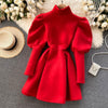 Thumbnail for Puff Sleeve Turtleneck Dress Autumn Winter Long Sleeve Dresses Women Party Christmas Slim A-Line Elegant New Year Woman from NSE Imports #7.