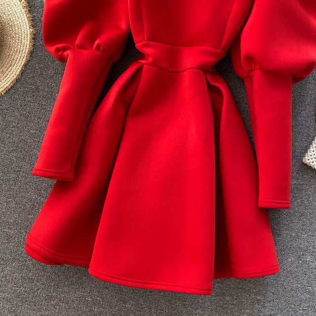 Puff Sleeve Turtleneck Dress Autumn Winter Long Sleeve Dresses Women Party Christmas Slim A-Line Elegant New Year Woman from NSE Imports #25.