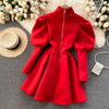 Thumbnail for Puff Sleeve Turtleneck Dress Autumn Winter Long Sleeve Dresses Women Party Christmas Slim A-Line Elegant New Year Woman from NSE Imports #11.