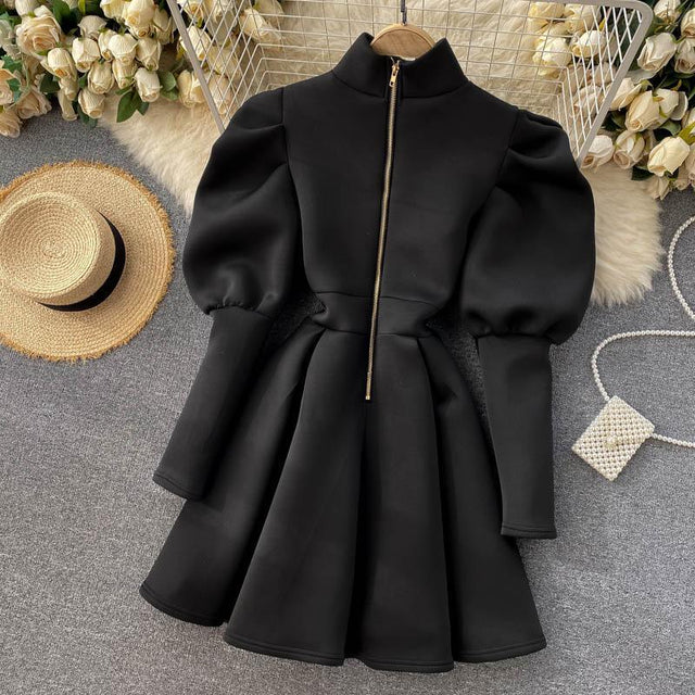 Puff Sleeve Turtleneck Dress Autumn Winter Long Sleeve Dresses Women Party Christmas Slim A-Line Elegant New Year Woman from NSE Imports #14.