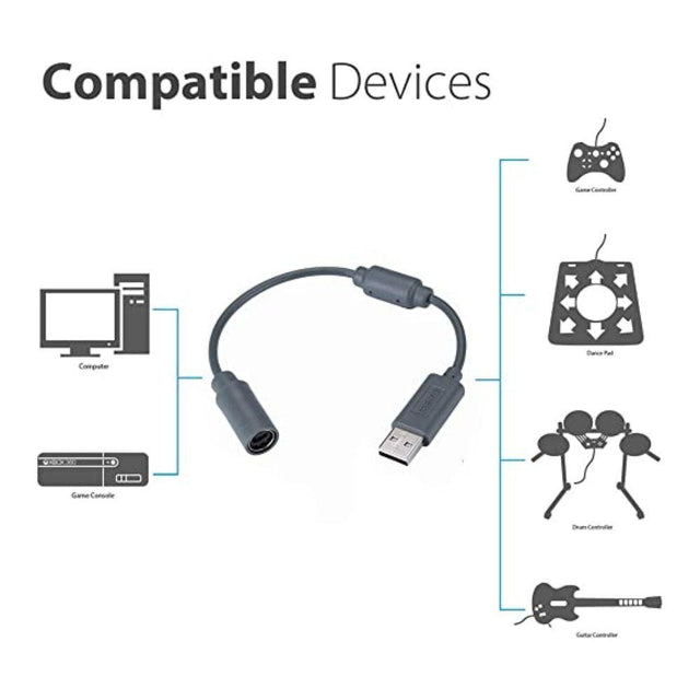 USB Breakaway Cable for Microsoft XBox 360 Wired Controllers Xbox360 Console from NSE Imports #3.